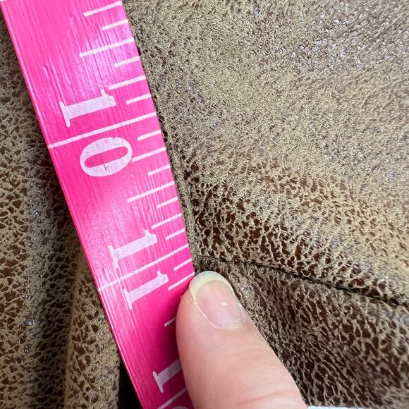 Nanette Lepore Faux Suede Leather Pant Womens 12 Mocha Brown Distressed Stretch - Picture 11 of 12